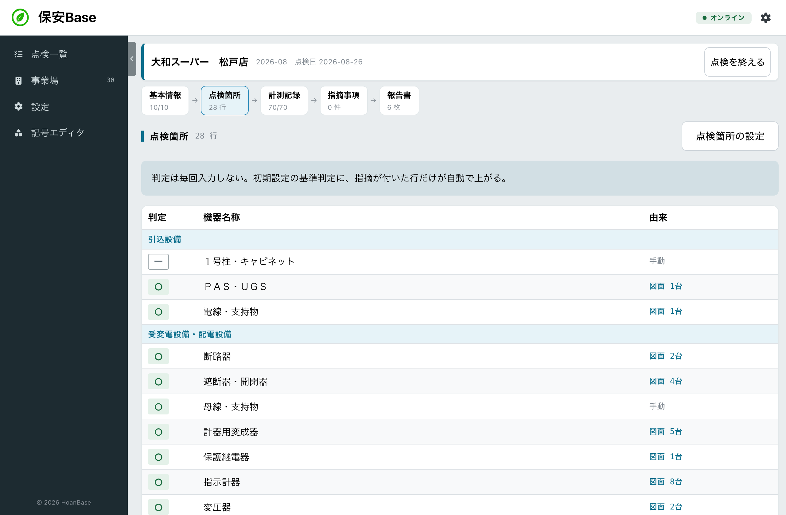 点検箇所画面